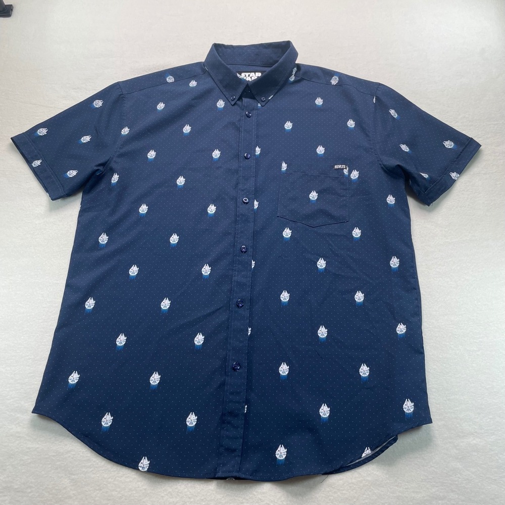 RSVLTS Star Wars Button Down Men XL Navy Millennium Falcon Kessel Run Kunuflex